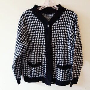 Houndstooth Knit Sweater Womens M - L